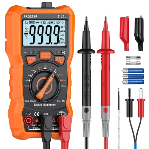 Miniatura 10 de Proster Multímetro Digital 6000 Count - TRMS Voltímetro Multímetro Digital de Rango Automático Probador, Detector NCV Medidor de Corriente y Voltaje