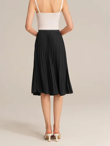 Miniatura 4 de GRACE KARIN - Falda plisada de gasa para mujer, con cintura alta y elástica, vuelo, corte acampanado y longitud por debajo de la rodilla