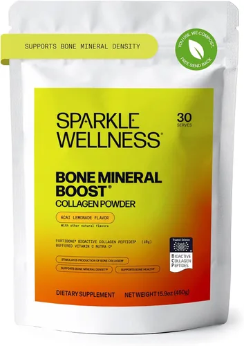 Miniatura 10 de Sparkle Wellness Bone Mineral Boost (naranja) [30 porciones] Suplemento de colágeno en polvo Péptidos de colágeno bioactivos FORTIBONE
