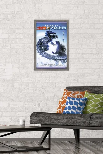 Miniatura 2 de Godzilla - Póster de pared de una hoja de Godzilla Against Mechagodzilla, 22.4 pulgadas de largo x 14.7 pulgadas de ancho, versión enmarcada