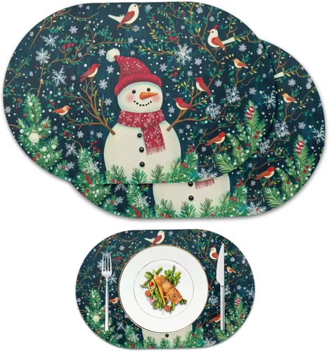 Miniatura 12 de Ghost Placemats Set of 2 Wipeable Faux Leather 12X18 Inch Waterproof Non-Slip Mats Spooky Table Decor Heat Resistant for Scary Dinner Party Fantasma
