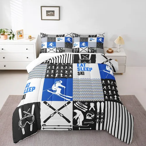 Miniatura 13 de Eat Sleep - Juego de edredón de natación para niños y niñas, ropa de cama temática de natación, juego de cama de natación, juego de deportes Nadar 03