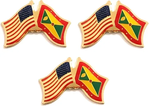 Miniatura 142 de 3 Pines de solapa con banderas de Estados Unidos y países internacionales, paquete de 3 pines dobles con diseño de banderas de Estados Unidos
