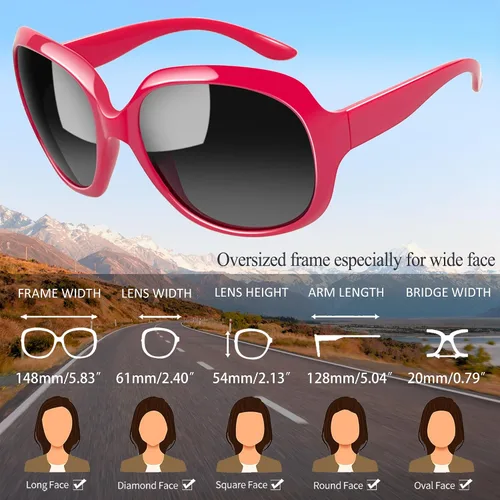 Miniatura 158 de Joopin Lentes de sol de gran tamaño para mujer, polarizados, grandes, para conducción, protección UV, grandes sombras