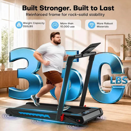 Miniatura 5 de Cinta de correr con altavoz, caminadora plegable 6 en 1 de 7.5 MPH para el hogar con aplicación compatible, almohadilla para caminar con 10%