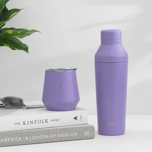 Miniatura 9 de JoyJolt Vaso de vino con triple aislamiento con tapa de 12 onzas, tapa deslizante y con pajita. Vaso de vino de acero inoxidable de doble pared al