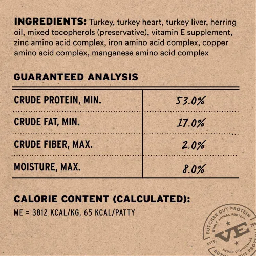 Miniatura 3 de Vital Essentials Alimento Crudo Liofilizado para Gatos, Mini Hamburguesas de Pavo, 8 oz