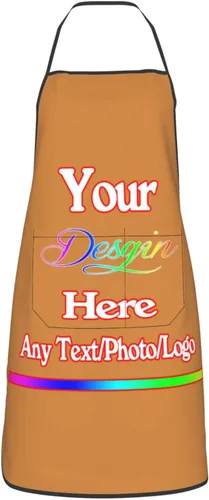 Miniatura 47 de Delantal de diseño personalizado para mujeres y hombres con bolsillos, delantal de cocina personalizado, diseño de logotipo de texto