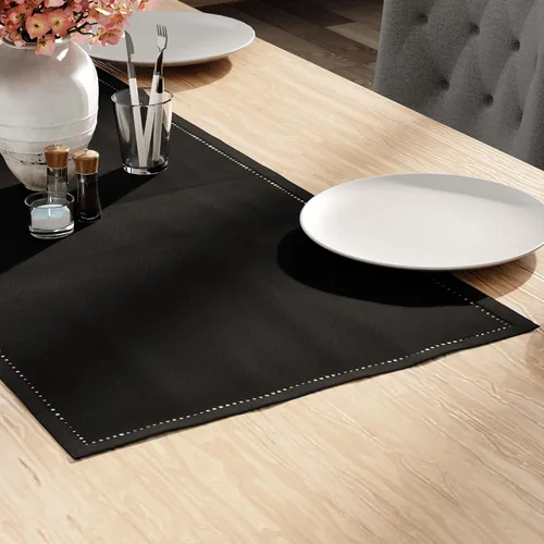 Miniatura 12 de Encasa XO Camino de mesa de comedor de 13 x 59 pulgadas, diseño de dobladillo de algodón puro, gris, lavable a máquina