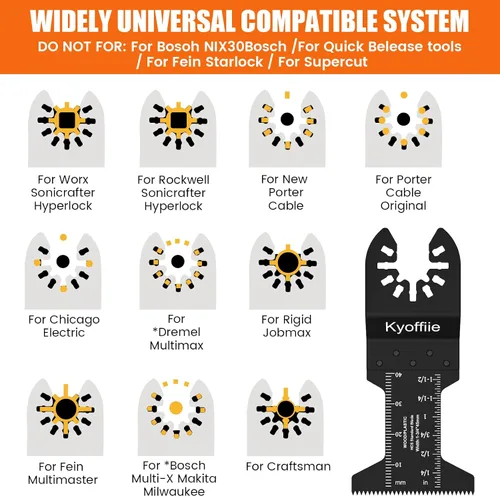 Miniatura 2 de 100 Cuchillas de Sierra Oscilante, 1-3/4" Liberación Rápida Kits de Cuchillas Multiherramienta Cuchillas de Herramienta Oscilante Universal Madera