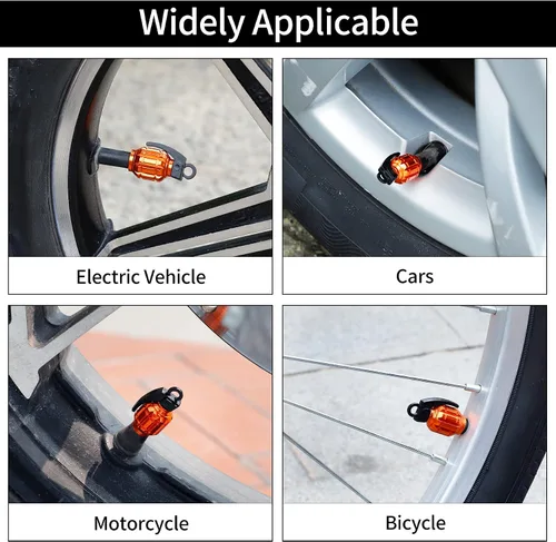 Miniatura 4 de GaRhomxy Tapones para neumáticos, tapas de vástago de válvula de neumático de automóvil, cubierta de tapas de aire, accesorios de adorno Naranja