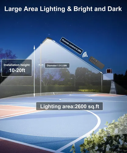 Miniatura 5 de JAYNLT X-8000W Luces de calle solares para exteriores, luces comerciales ultragrandes de 6500K para estacionamiento del atardecer al amanecer, luz