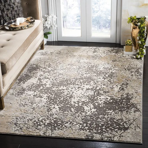 SAFAVIEH Vogue Collection - Alfombra de área de 5 pies 1 pulgada x 7 pies 6 pulgadas, color crema y beige, diseño abstracto moderno, no desprende