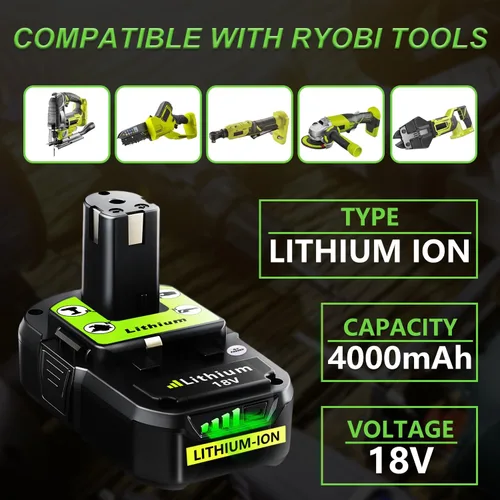 Miniatura 4 de Reemplazo para batería Ryobi de 18 V: 3.0 Ah para P107 P108 P109, herramientas eléctricas inalámbricas de 18 voltios para manualidades, creador