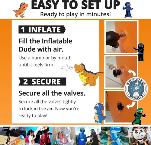 Miniatura 8 de INFLATABLE DUDES Animal -Kids Punching Bag Already Filled with Sand Bop Bag Premium Inflatable Toy Punching Bag for Kids Enhanced