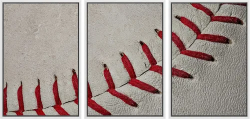 Miniatura 33 de wall26 Lienzo enmarcado para pared, juego de arte de primer plano, detalles de costuras de béisbol, atletas deportivos, fotografía, moderno