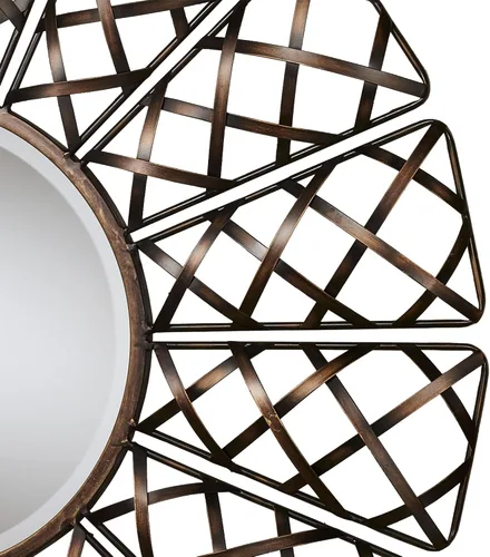 Miniatura 4 de Touch of Class Helia - Escultura de pared con espejo de bronce de 34.5 pulgadas de diámetro, decoración artística de espejo para baño, dormitorio