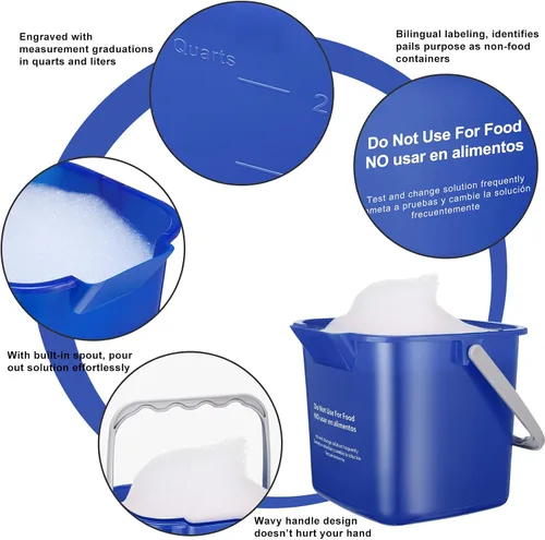 Miniatura 3 de Uiifan 3 Pcs 6 Quart Cleaning Bucket Small Sanitizing Square Bucket Detergent Pail Plastic Cleaning Pail with Handles and Measurements Spout for