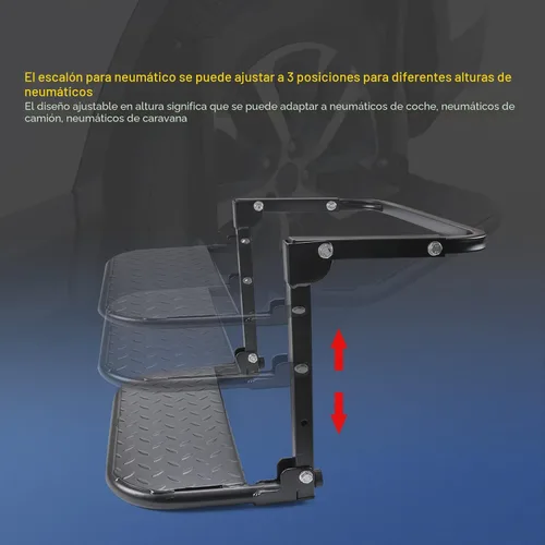 Miniatura 4 de DICMIC Escalón de neumático plegable y resistente para camión, SUV y RV, escalón ajustable montado en neumático se adapta a la mayoría de neumáticos