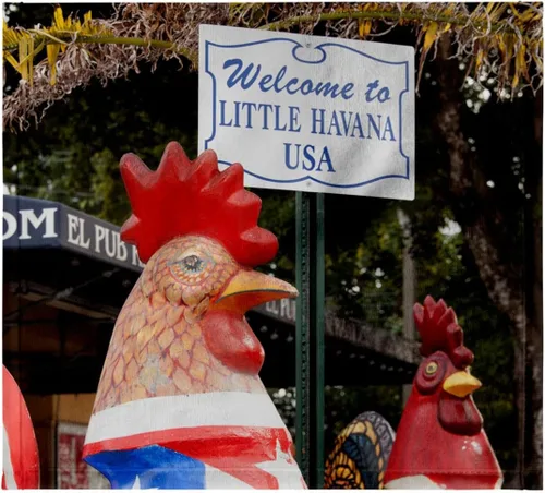 Miniatura 7 de 3dRose Toalla de baño de mano para piscina de 22 x 30 - Estados Unidos, Florida, Miami, Little Havana, Esculturas de gallo y letrero. Signos
