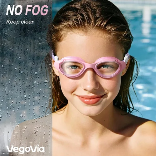 Miniatura 5 de VegoVia Gafas de natación para adultos para hombres y mujeres, gafas de natación para piscina, antiniebla/UV, gafas de natación con estuche Rosa