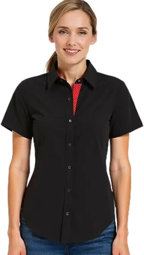 Miniatura 9 de Jandukar Camisas con botones para mujer, camisas de trabajo de manga corta para mujer, tops de oficina