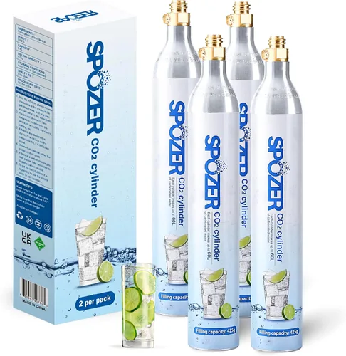 Miniatura 7 de Spozer Cilindro de recambio de CO2, cartucho de máquina carbonatador de gas de 60 L, compatible con la mayoría de los fabricantes de agua con gas