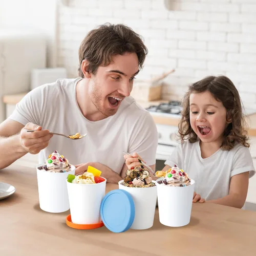 Miniatura 2 de Recipientes para helados caseros (paquete de 4 – 1 cuarto de galón cada uno), contenedores reutilizables de almacenamiento de helado para 1 Qt & 4