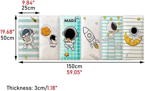 Miniatura 2 de Paneles de pared 3D de dibujos animados 3D suave cabecero de cama autoadhesiva, anticolisión, calcomanías de pared para habitaciones de niños