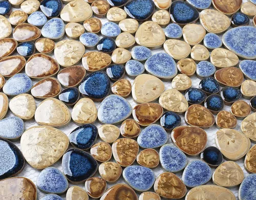Miniatura 7 de Blujellyfish Azulejo de Porcelana de Guijarro Cerámico de Mosaico Azul Esmaltado para Piscina, Baño, Ducha, Pared y Suelo TSTGPT001