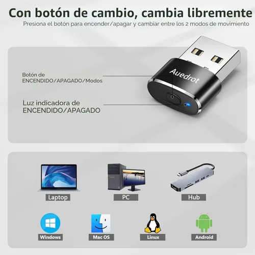Miniatura 5 de AUEDROT Mouse Jiggler Mouse Jiggler Indetectable USB Movedor de Ratón con Botón de Interruptor, Mouse Wiggler Automático con 2 Modos Jiggle, Negro