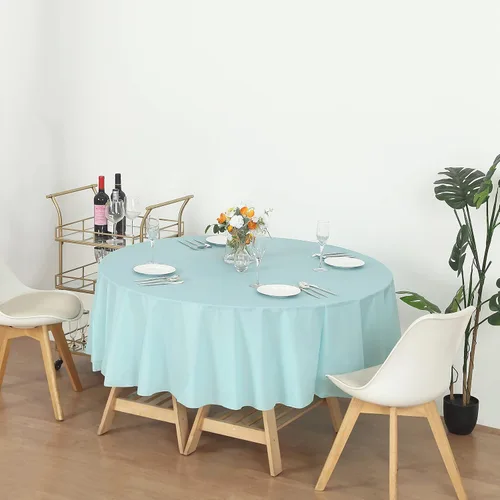 Miniatura 4 de Evershine - Mantel de plástico resistente y reutilizable, paquete de 12 unidades (redondo, 84 pulgadas, aguamarina)