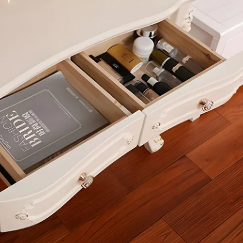 Miniatura 6 de Moderno juego de tocador de maquillaje, escritorio de maquillaje para dormitorio, tocador de madera para dormitorio, tocador de maquillaje, espejo