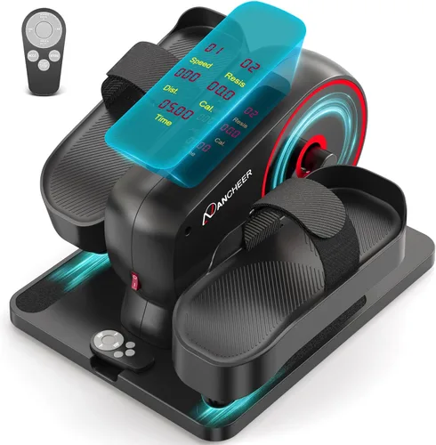ANCHEER Máquina elíptica para debajo del escritorio, mini bicicleta estática 2 en 1, pantalla digital, 9 niveles de resistencia, 12 niveles de