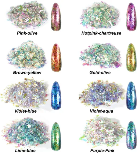 Miniatura 2 de LET'S RESIN Chameleon Chunky Flakes, suministros de resina, 8 colores intensos pigmentos en polvo para moldes de silicona, manualidades de resina