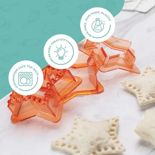 Miniatura 6 de Tovla Jr. Juego de cortador y sellador de sándwiches con soporte para niños, juego de almuerzo definitivo, lindos cortadores de galletas, lonchera