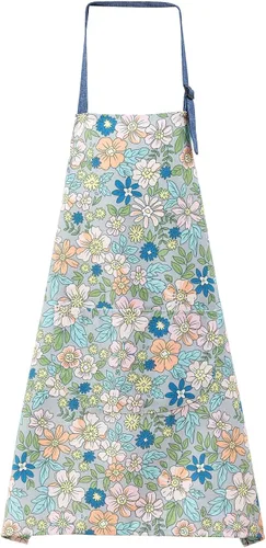 Miniatura 11 de Delantal de cocina, delantal de cocina, hermoso delantal para el hogar con bolsillo grande para adultos Flor azul