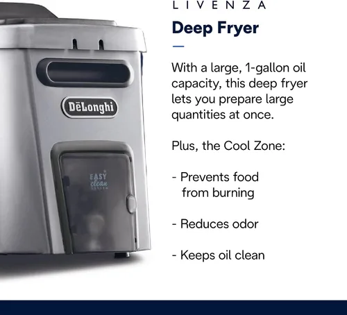 Miniatura 2 de Freidora De’Longhi Livenza con sistema EasyClean, zona fría, termostato ajustable, piezas aptas para el lavavajillas, gran capacidad, fácil drenaje