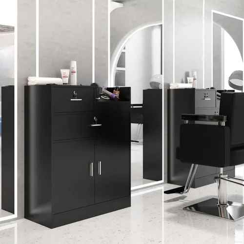 Miniatura 4 de OmySalon Estación de almacenamiento de peluquería con cajón de bloqueo, estación de peluquería de belleza, equipo organizador para estilista, 5