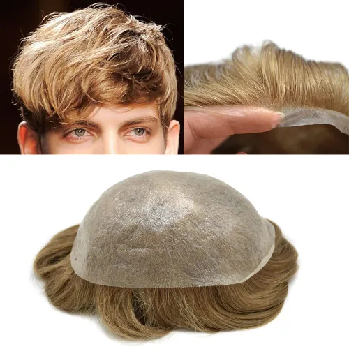 Miniatura 53 de Toupee Hair for Men Hair Piece 0.002 in Ultra Thin Skin Mens Toupee Sistema de reemplazo de cabello humano para hombres, prótesis capilar