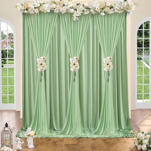 Miniatura 25 de Cortina de fondo azul bebé de 10 pies x 8 pies sin arrugas para fiesta, cortinas de fondo de poliéster azul para fotografías, decoraciones para baby