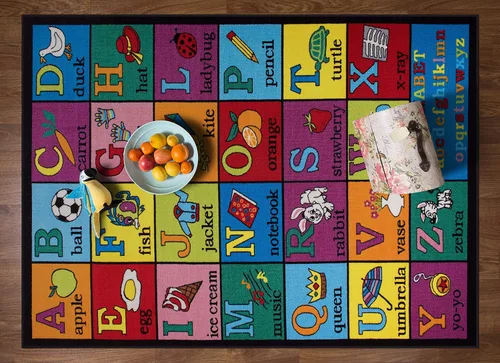 Miniatura 8 de Rugshop Alfombra antideslizante para niños con alfabeto educativo (no deslizante), 3 pies 3 pulgadas x 4 pies 7 pulgadas, multicolor