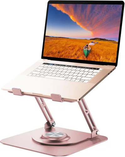 Miniatura 9 de JOYEKY Soporte para computadora portátil para escritorio, soporte de computadora ajustable con base giratoria de 360°, elevador ergonómico