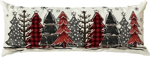 Miniatura 9 de AVOIN colorlife Funda de cojín decorativo de árboles de Navidad a cuadros búfalo rojos y negros acuarela, 16 x 16 pulgadas, funda de cojín