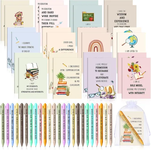 Miniatura 21 de Mooliwe Conjunto de Regalo de Afirmación Positiva de 24 Juegos/48 Piezas, Cuadernos de Gratitud con Bolígrafos, Bolsas Pequeñas, Blocs de Notas