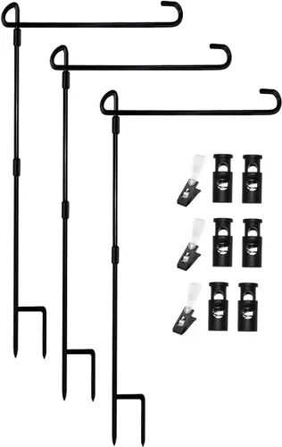 Miniatura 10 de Soporte para asta de bandera de jardín, banderas de jardín para exteriores con tapón de bandera y clip, pintura impermeable con recubrimiento