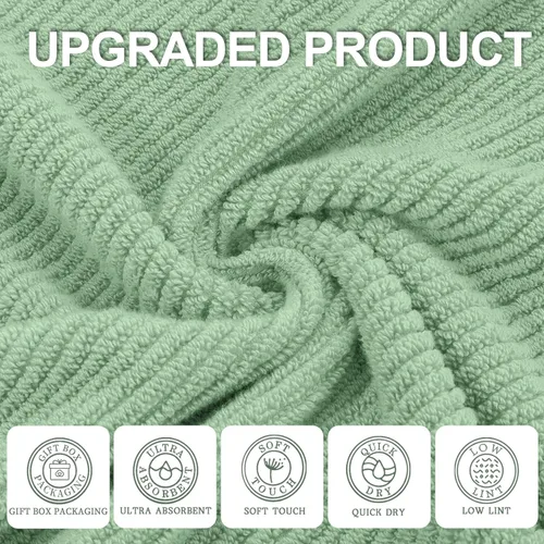 Miniatura 293 de VOOVA & MOVAS Toallas de mano blancas - 100% algodón Ligeras Gruesas Secado rápido Suaves Absorbentes, paquete de 4 piezas grandes de 18