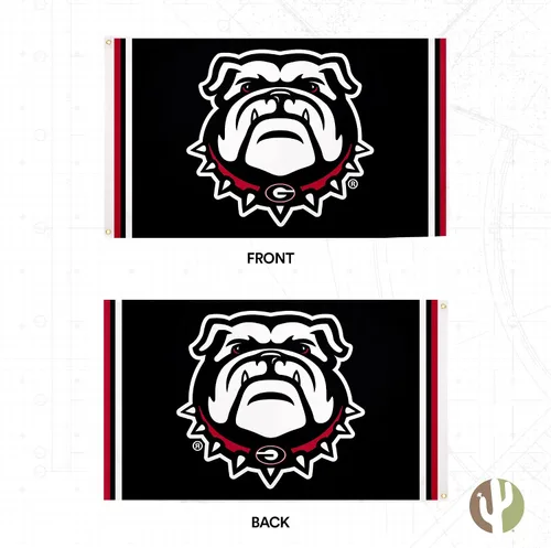 Miniatura 2 de Desert Cactus Bandera de la Universidad de Georgia Bulldogs UGA Dawgs Banderas Banners 100% poliéster para interiores y exteriores 3 x 5 (diseño J)