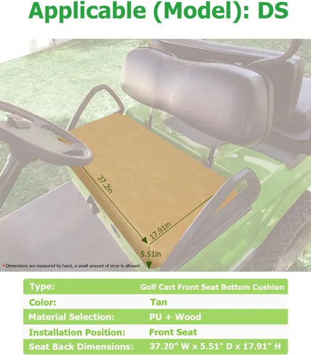 Miniatura 2 de Cojín inferior de asiento delantero para Club Car DS 2000.5-up, cojín de asiento delantero de carrito de golf, color marrón, cojín de repuesto Parte