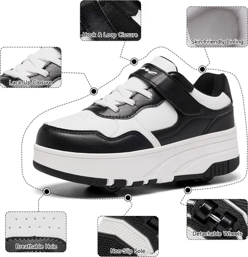 Miniatura 5 de Zapatos con ruedas para niños, zapatos de patinaje para niños y niñas, zapatillas atléticas con ruedas, adecuados para principiantes
